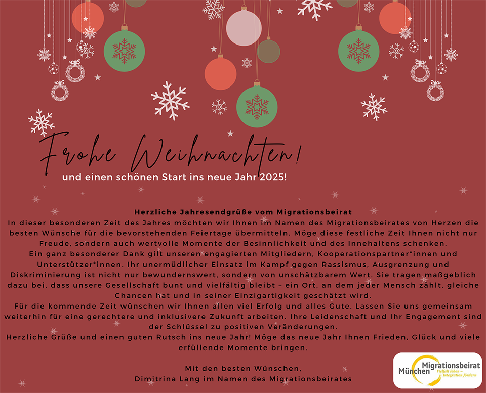 Frohe Weihnachten und einen schönen Start ins Neue Jahr 2025!